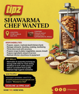 Shawarma Chef Role Open in Abuja, Here’s What You Need to Know
